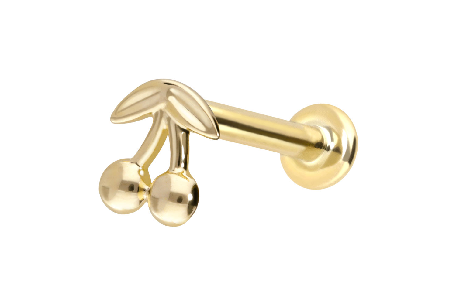 14 Karat Gold Labret Piercing mit Innengewinde KIRSCHEN